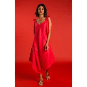 Crasqi Granadina Red Jumper One Size‎ Wide Leg Tie Strap Sleeveless